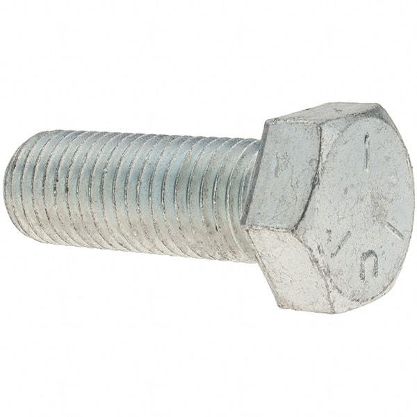 Value Collection - 7/8-9 UNC, 2-1/2" Length Under Head Hex Head Cap Screw - Fully Threaded, Grade 5 Steel, Zinc-Plated Finish, 1-5/16" Hex - Apex Tool & Supply
