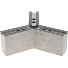 Abbott Workholding Products - 12" & Up Chuck Capacity, 1.5mm x 60° Serrated Attachment, Square Soft Lathe Chuck Jaw - 3 Jaws, Steel, 1.1811" Btw Mount Hole Ctrs, 5-1/2" Long x 2" Wide x 4" High, 0.8268" Groove, 0.6299" & 16mm Fastener - Apex Tool & Supply