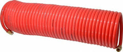 PRO-SOURCE - 3/8" ID, 3/8 Thread, 50' Long, Red Nylon Coiled & Self Storing Hose - 310 Max psi, Male Swivel x Male Swivel - Apex Tool & Supply
