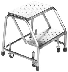Ballymore - 19" 2 Step Ladder - Rolling Safety Ladder, 450 Lb Capacity, 19" Platform Height, 20" Base Width x 19" Base Depth, Perforated Tread - Apex Tool & Supply