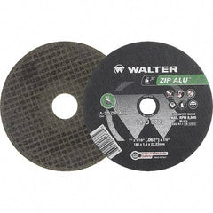 WALTER Surface Technologies - 7" 30 Grit Aluminum Oxide Cutoff Wheel - 1/16" Thick, 7/8" Arbor, 8,600 Max RPM, Use with Angle Grinders - Apex Tool & Supply