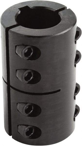 Climax Metal Products - 8mm Inside x 24mm Outside Diam, Two Piece Rigid Coupling with Keyway - 35mm Long x 2mm Keyway Width x 1.2mm Keyway Depth - Apex Tool & Supply