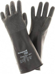 North - Size XL (10), 14" Long, 14 mil Thick, Butyl Chemical Resistant Gloves - Rough Finish, Rolled Cuff, Black, FDA Approved - Apex Tool & Supply