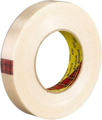 3M - 18mm x 55m Translucent Rubber Adhesive Strapping Tape - Polyester Yarn Filament-Reinforced Backing, 7.7 mil Thick, 270 Lb Tensile Strength, Series 880 - Apex Tool & Supply
