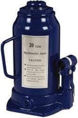 Value Collection - 20 Ton Capacity Side Pump Bottle Jack - 9-1/2" to 18-5/8" High, 6" Piston Stroke, 3-1/8" Screw Length, 1-1/2" Screw Diam, 2.2" Plunger Diam, 6-1/4" Long x 5-7/8" Wide Base - Apex Tool & Supply