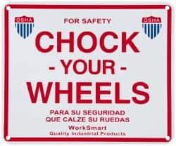 Value Collection - "Chock Your Wheels", Aluminum Safety Sign - Use for Accident Prevention - Apex Tool & Supply