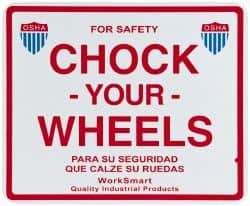 Value Collection - "Chock Your Wheels", Aluminum Safety Sign - Use for Accident Prevention - Apex Tool & Supply