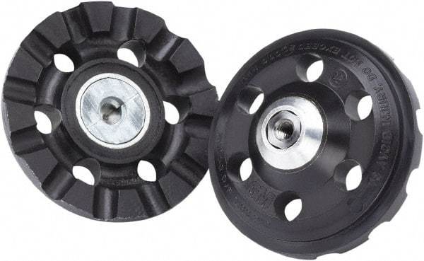 3M - 4" Diam Disc Backing Pad - 3/8" Shank Diam, Hard Density, 15,000 RPM, Roloc TR Compatible - Apex Tool & Supply