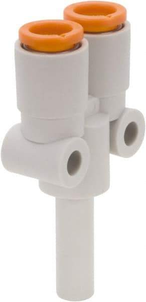 SMC PNEUMATICS - 5/32" OD, Brass/Polybutylene Push-to-Connect Plug-In Y - 145 Max psi, 5/32" Stem Diam - Apex Tool & Supply