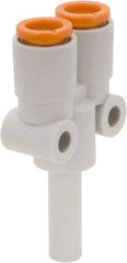 SMC PNEUMATICS - 1/8" OD, Brass/Polybutylene Push-to-Connect Plug-In Y - 145 Max psi, 1/8" Stem Diam - Apex Tool & Supply