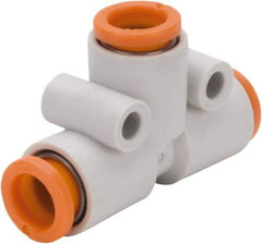 SMC PNEUMATICS - 3/8" OD, Brass/Polybutylene Push-to-Connect Union Tee - 145 Max psi - Apex Tool & Supply