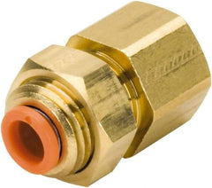 SMC PNEUMATICS - 1/2" OD, 3/8 NPT, Brass/Polybutylene Push-to-Connect Female Bulkhead - 145 Max psi - Apex Tool & Supply
