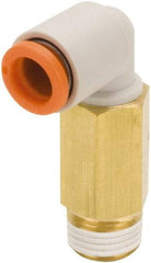SMC PNEUMATICS - 1/2" Outside Diam, 1/2 NPT, Brass/Polybutylene Push-to-Connect Tube Extended Male Elbow - 145 Max psi - Apex Tool & Supply