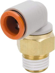 SMC PNEUMATICS - 1/2" Outside Diam, 3/8 NPT, Brass/Polybutylene Push-to-Connect Tube Male Elbow - 145 Max psi - Apex Tool & Supply