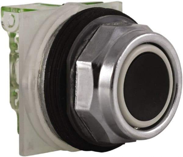 Schneider Electric - 30mm Mount Hole, Flush, Pushbutton Switch with Contact Block - Octagon, Black Pushbutton, Momentary (MO) - Apex Tool & Supply