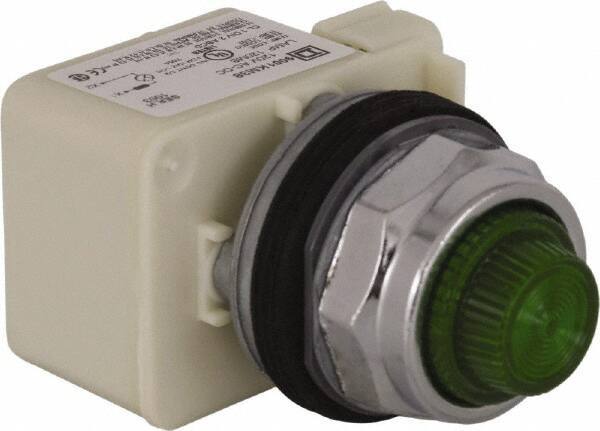Schneider Electric - 120 V Green Lens Incandescent Pilot Light - Round Lens, Screw Clamp Connector - Apex Tool & Supply