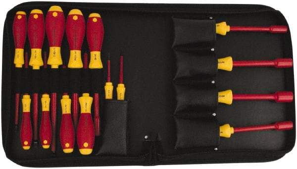 Wiha - 15 Piece 1/4 to 1/2" Insulated Nutdriver Set - Cushion Grip Handle - Apex Tool & Supply