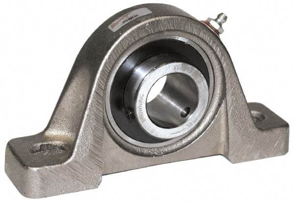 Browning - 1/2" ID, 4-7/8" OAL x 2-7/32" OAH Pillow Block - 1,444 Lb Static Cap, 2,611 Lb Dyn Cap, 3-7/16" Btw Mnt Hole Ctrs, 1-3/16" Base-to-Ctr Ht, Cast Iron - Apex Tool & Supply