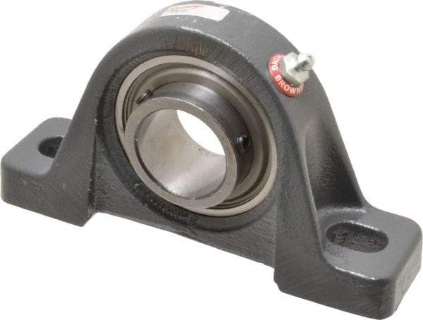 Browning - 1-7/16" ID, 6-3/4" OAL x 3-11/16" OAH Pillow Block - 3,493 Lb Static Cap, 5,782 Lb Dyn Cap, 5" Btw Mnt Hole Ctrs, 1-7/8" Base-to-Ctr Ht, Cast Iron - Apex Tool & Supply