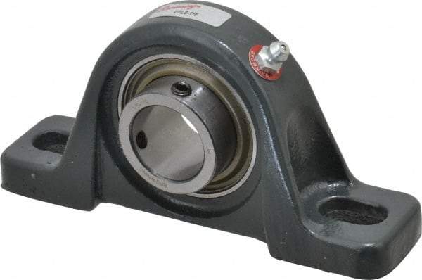 Browning - 1" ID, 5-1/2" OAL x 2-11/16" OAH Pillow Block - 1,651 Lb Static Cap, 2,801 Lb Dyn Cap, 4-1/8" Btw Mnt Hole Ctrs, 1-5/16" Base-to-Ctr Ht, Cast Iron - Apex Tool & Supply