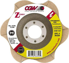 Camel Grinding Wheels - 80 Grit, 4-1/2" Disc Diam, 5/8-11 Center Hole, Type 27 Zirconia Alumina Flap Disc - 13,300 Max RPM, Poly Cotton Backing, Arbor Attaching System, Coated - Apex Tool & Supply