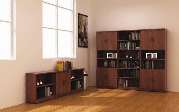 ALERA - 6 Shelf, 80-3/8" High x 31-3/4" Wide Bookcase - 14" Deep, Woodgrain Laminate, Medium Cherry - Apex Tool & Supply