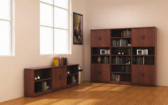 ALERA - 6 Shelf, 80-3/8" High x 31-3/4" Wide Bookcase - 14" Deep, Woodgrain Laminate, Medium Cherry - Apex Tool & Supply
