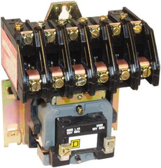 Square D - No Enclosure, 6 Pole, Electrically Held Lighting Contactor - 20 A (Tungsten), 30 A (Fluorescent), 277 VAC at 60 Hz, 6NO Contact Configuration - Apex Tool & Supply