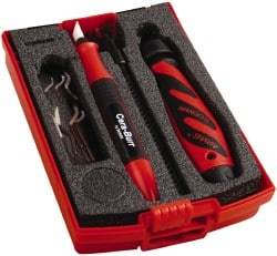 Shaviv - 11 Piece High Speed Steel Blade Hand Deburring Tool Set - B, E Blade Holder, B10, B11, B25;E111, E250, E400, E707 Blades, For Straight Edge, Hole Edge, Hole Inner Surface, Flat Surface - Apex Tool & Supply