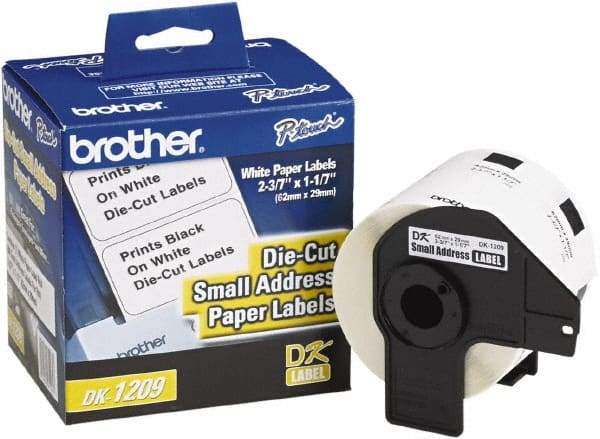 Brother - 1.1" Wide x 2-3/16" Long, White Paper Shipping Label - For PC Label Printers - Apex Tool & Supply