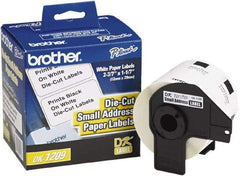 Brother - 1.1" Wide x 2-3/16" Long, White Paper Shipping Label - For PC Label Printers - Apex Tool & Supply