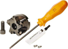 Kennametal - 2" Cut Diam, 3/4" Arbor Hole, 3.23mm Max Depth of Cut, 45° Indexable Chamfer & Angle Face Mill - 5 Inserts, HNGJ 0604... Insert, Right Hand Cut, 5 Flutes, Through Coolant, Series Dodeka Mini - Apex Tool & Supply