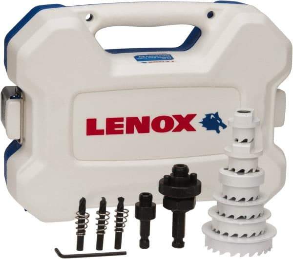 Lenox - 15 Piece, 7/8" to 2-1/2" Saw Diam, Electrician's Hole Saw Kit - Carbide-Tipped, Toothed Edge, Includes 6 Hole Saws - Apex Tool & Supply