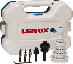 Lenox - 15 Piece, 7/8" to 2-1/2" Saw Diam, Electrician's Hole Saw Kit - Carbide-Tipped, Toothed Edge, Includes 6 Hole Saws - Apex Tool & Supply