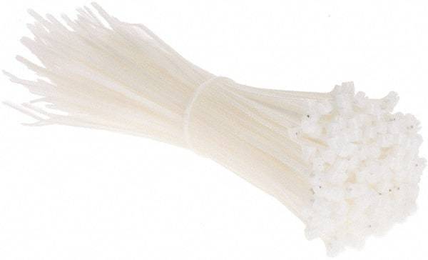 Thomas & Betts - 7" Long Natural (Color) Nylon Standard Cable Tie - 18 Lb Tensile Strength, 1.1mm Thick, 3" Max Bundle Diam - Apex Tool & Supply