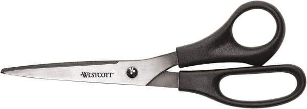 Westcott - 3-19/64" LOC, 8" OAL Stainless Steel Standard Standard - Plastic Straight Handle, For General Purpose Use - Apex Tool & Supply