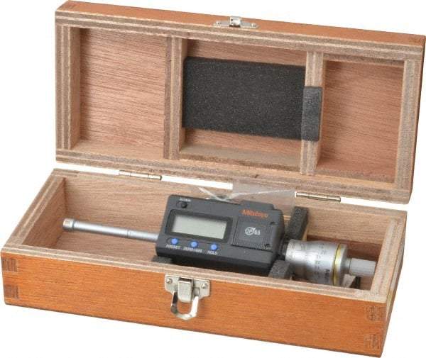 Mitutoyo - 0.35" to 0.425", IP65, TiN Finish, Electronic Inside Micrometer - 0.00005" Resolution, 0.0001" Accuracy - Apex Tool & Supply