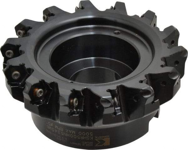 Kennametal - 5" Cut Diam, 1" Arbor Hole, 4.51mm Max Depth of Cut, 45° Indexable Chamfer & Angle Face Mill - 14 Inserts, HNGJ 535-GD Insert, Right Hand Cut, 14 Flutes, Through Coolant, Series KSHR - Apex Tool & Supply