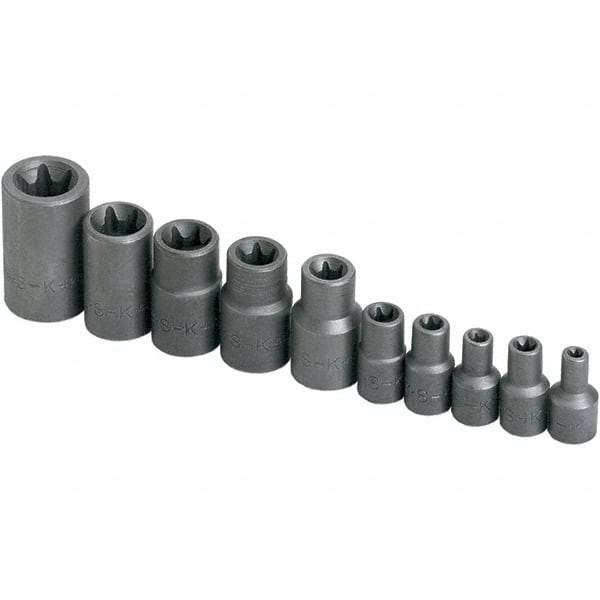 SK - 1/4" Drive Standard Socket Set - E4 to E18 Torx, Torx Measurement Standard - Apex Tool & Supply