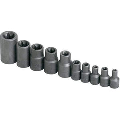 SK - 1/4" Drive Standard Socket Set - E4 to E18 Torx, Torx Measurement Standard - Apex Tool & Supply