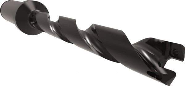 Allied Machine and Engineering - Series 11, 11 to 12mm Diam, 5/8" Diam Straight Shank with Flange, Helical Flute Spade Drill - 3-19/64" Max Depth, 4-11/32" Body Length, 6-7/32" OAL, Standard Length, Through Coolant - Apex Tool & Supply