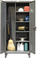 Strong Hold - 4 Shelf Combination Storage Cabinet - Steel, 60" Wide x 24" Deep x 72" High, Dark Gray - Apex Tool & Supply