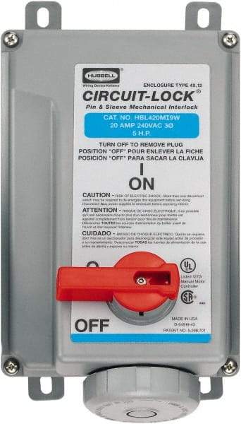 Hubbell Wiring Device-Kellems - 3 Phase, 250 VAC, 20 Amp, 5 hp, 4 Pin Configuration, Interlock Receptacle - 3 Poles, Watertight, IEC 60309, Blue - Apex Tool & Supply