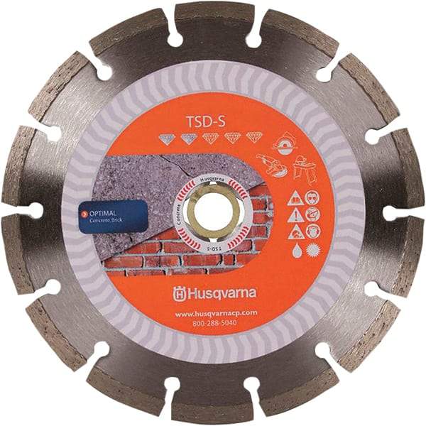 Husqvarna - 7" Diam, 5/8 & 7/8" Arbor Hole Diam, Continuous Edge Tooth Wet & Dry Cut Saw Blade - Diamond-Tipped, Fast Cutting Action, Standard Round Arbor - Apex Tool & Supply
