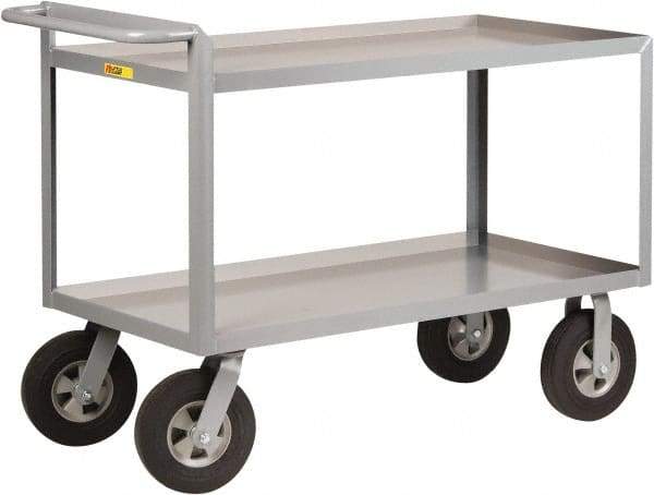 Little Giant - 1,500 Lb Capacity, 2 Shelf, Steel Shelf Truck - 36" Long x 24" Wide x 38-1/2" High, 10" Diam Solid Rubber Wheels - Apex Tool & Supply