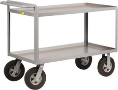 Little Giant - 1,500 Lb Capacity, 2 Shelf, Steel Shelf Truck - 36" Long x 24" Wide x 38-1/2" High, 10" Diam Solid Rubber Wheels - Apex Tool & Supply
