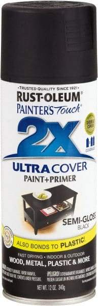 Rust-Oleum - Black, Semi Gloss, Enamel Spray Paint - 8 Sq Ft per Can, 12 oz Container, Use on Multipurpose - Apex Tool & Supply