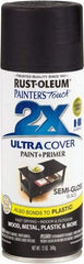 Rust-Oleum - Black, Semi Gloss, Enamel Spray Paint - 8 Sq Ft per Can, 12 oz Container, Use on Multipurpose - Apex Tool & Supply