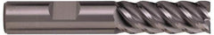 Kennametal - 1/4", 6 Flute, Single End, Solid Carbide, 0.016" Corner Radius End Mill - 2-1/2" OAL, 20° Helix, Right Hand Flute, 0.013" LOC, Right Hand Cut, 3/4" Extended Reach - Apex Tool & Supply