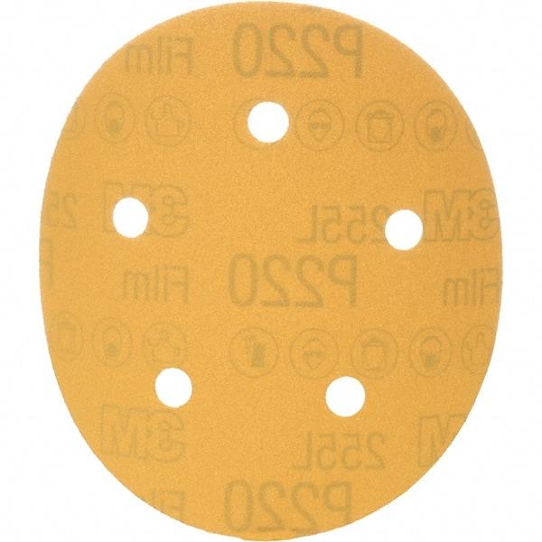 3M - 5" Diam, 220 Grit, Aluminum Oxide Hook & Loop Disc - Extra Fine Grade, Coated, Series 255L - Apex Tool & Supply